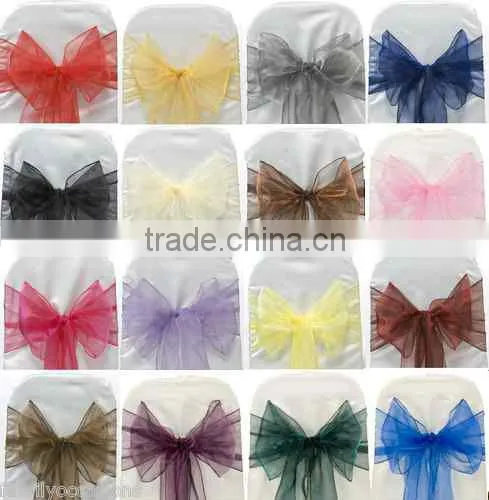 ORGANZA BOWS CHAIR SASH BOWS COVER FOR WEDDING DECOR ANNIVERSARY PARTY SASHES BOW