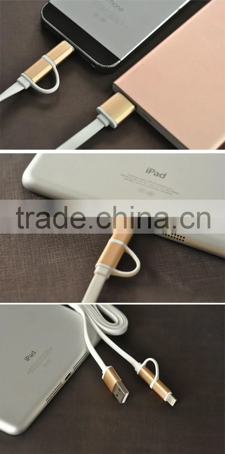 2-in-1 USB Data Sync Charge Cable Micro USB Cable for iPhone 6 6S 6Plus