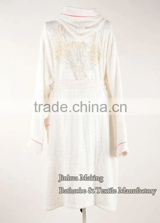 100% cotton white extra long hotel Bathrobes for ladies