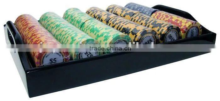 500ct Monte Carlo Poker Chips in Black Mahogany Case