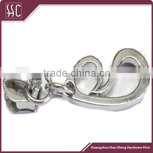 fancy metallic zipper for bag, handbag zip slider and puller