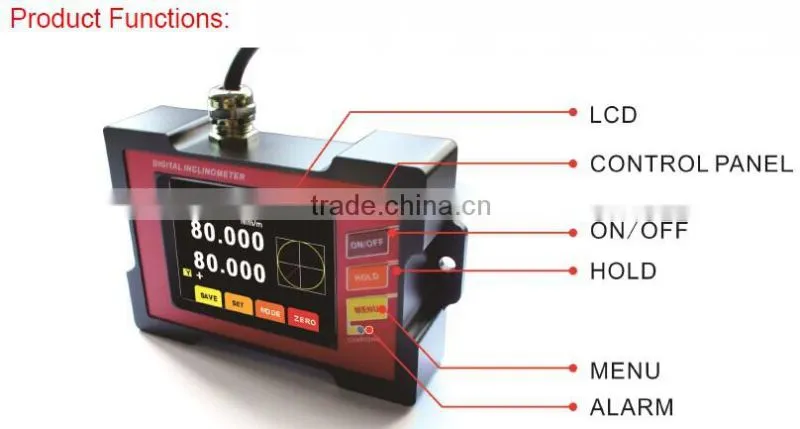 Additional High Precision Calibrated Inclinometer Tilt Sensor With Touch Screen Data Store and More Functions