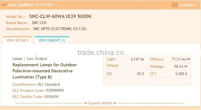 SNC HOT sale Natural white color temperature e39 led corn bulb 60w dlc