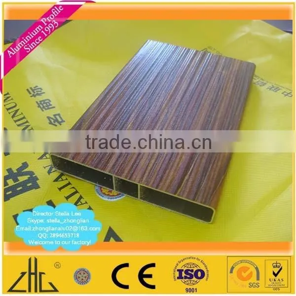 Wow!! PVDF fluorocarbon wood color aluminium, teakwood aluminium tube for table leg, wood grain powder coating aluminium profile