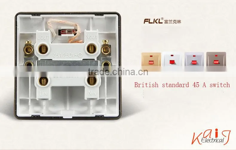 British standard 45 A switch with neon champagne gold color