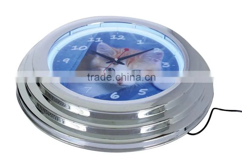 12 inch chrome neon clock 2015
