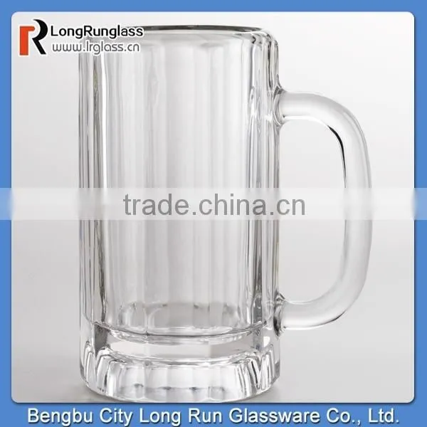 LongRun 19oz New Design Dimpled Glass Beer Steins Elegant Drinking Glass Mug