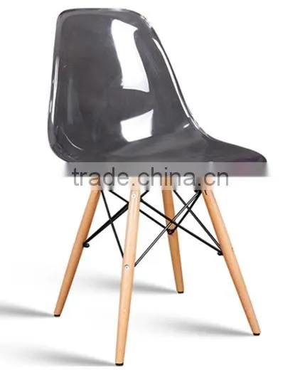 wood leg acrylic designer dining chair replica