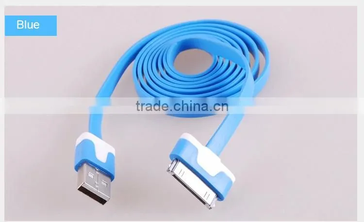 Noodle flat usb data charger cable for iphone 4