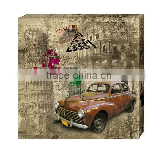 Beautiful yellow car inkjet canvas