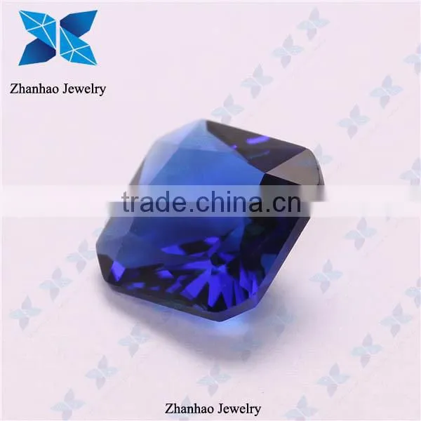 Wholesale loose faceted cut blue rough synthetic glass gemstones