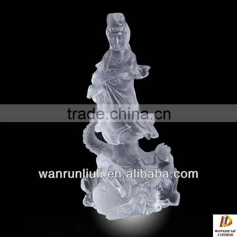 amber color crystal buddha statue of Guanyin Bodhisattva --BF006