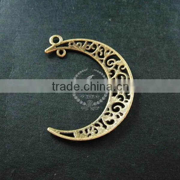 36x32mm vintage style antiqued bronze moon connector DIY pendant charm supplies findings 1810417