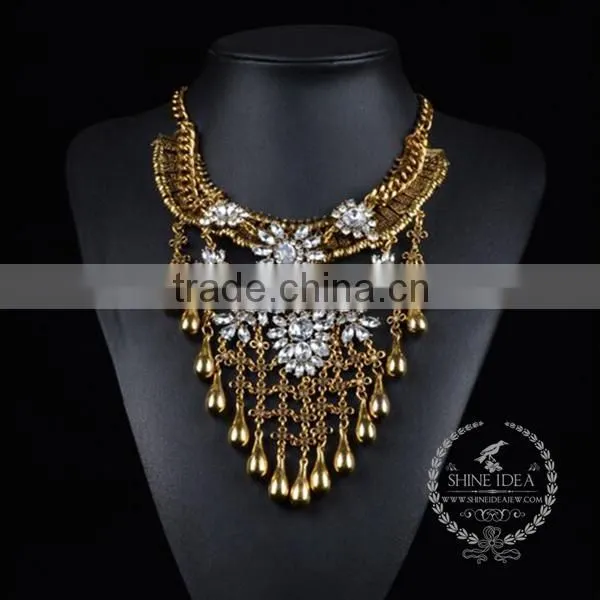 high quality vintage rhinestone chunky statement necklace tin alloy fashion women pendant necklace 6390109