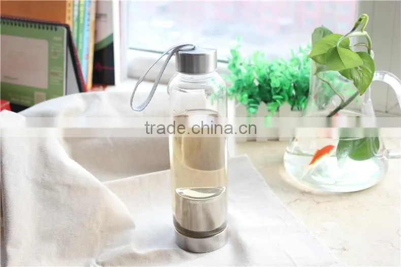 china supplier 500ml heat resistant glass tea bottle with strainer