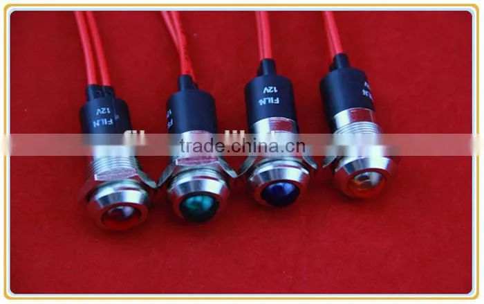 12mm panel mounting hole LED 12v voltage indicator with wire leading