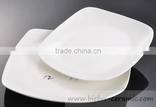 Restaurant Hotel Pure White Porcelain Square Plates Bowls Dinner Sets