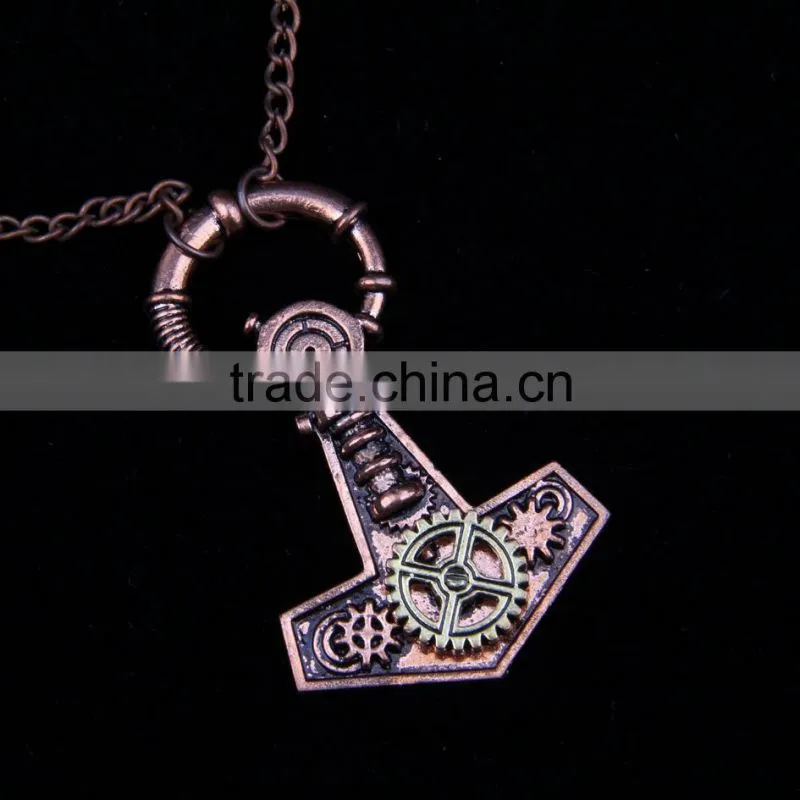 New arrival pop steampunk anchor chain statement necklace with gear wheel 2015 yiwu fashion jewelry hot sale