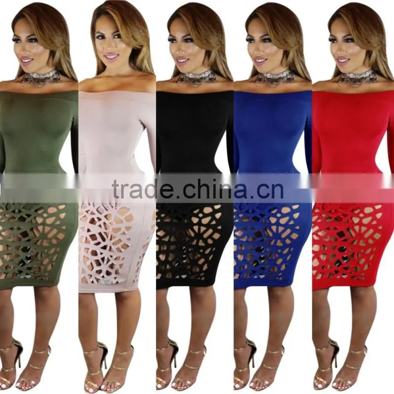 Bonvatt 2017 New Arrival Red Hollow Out Turtleneck Knee-Length Bandage Dress Sleeveless With Hole Sexy Costumes
