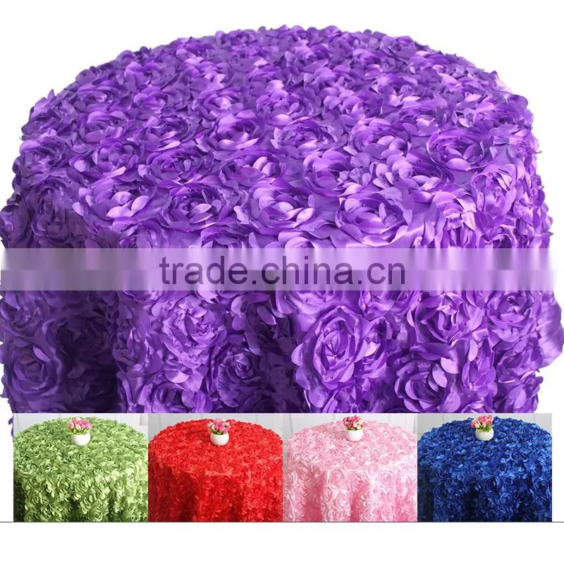 LZB015 120inch popular selling red rosette table cloth wholesale