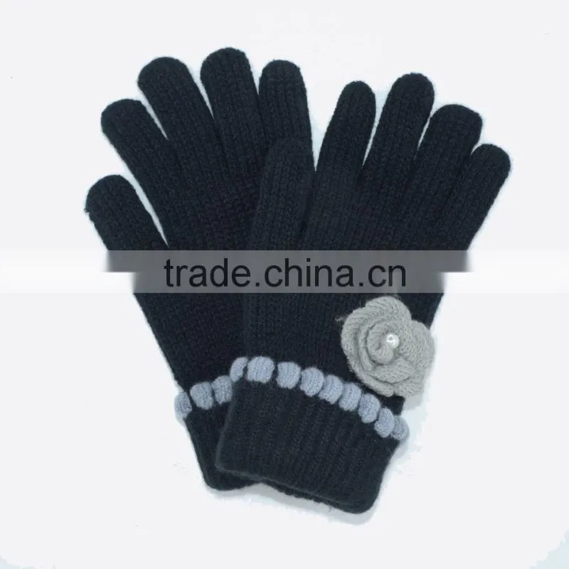 women's warm rose knit gloves