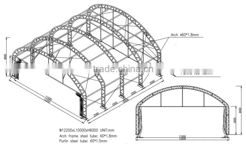 Prefabricate steel frame aircraft hangar tent