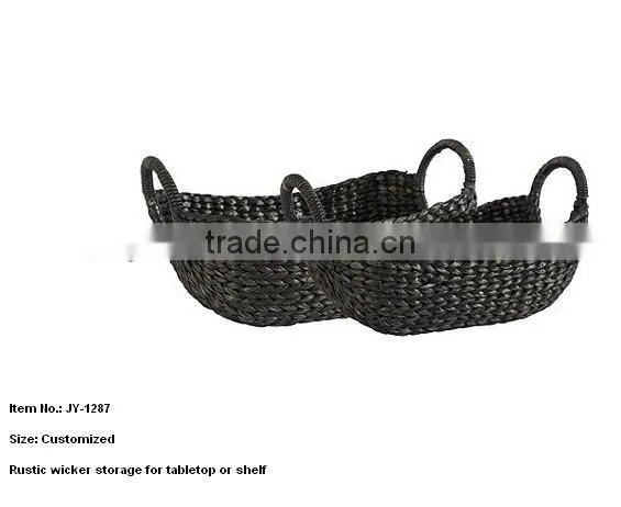Water hyacinth wicker storage Basket for Table top or Shelf