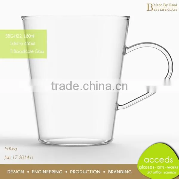 Hand Blown Personalized Single Wall Fancy Borosilicate Glass Tea Mug
