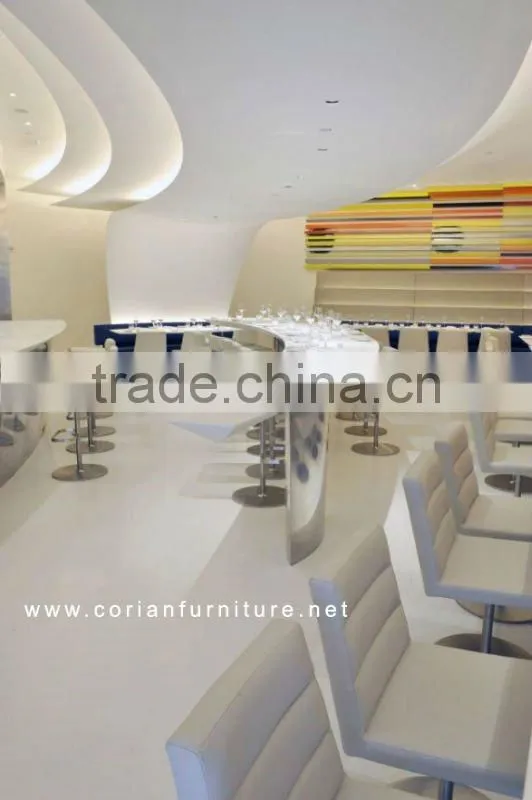 Site match solid wood stone top restaurant long bar table