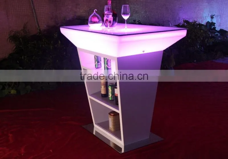led illuminated home bar counter with stainless steel shelf