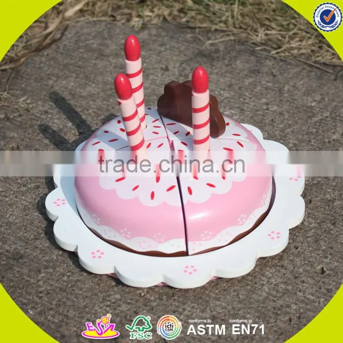 wholesale baby wooden birthday cake set toy, top fashion kids wooden chocolate cake, funny wooden birthday cake set toy W10B101