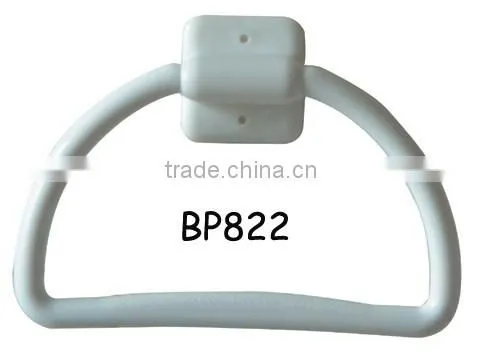Plastic white towel ring, rectangle shape, wall mounted