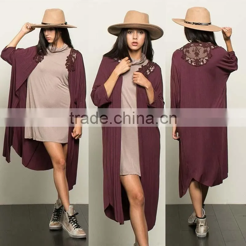 muslim long cardigan ladies Open Front Lace Duster Sweaters for women cardigan