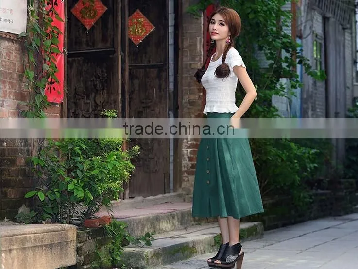 New Arrivals Fashion Women Casual Long Skirts Single-Breasted for Autumn