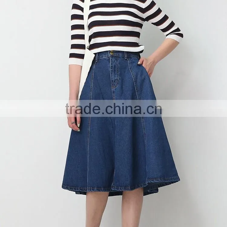 Wholesale custom long denim skirts blue jean skirts for women