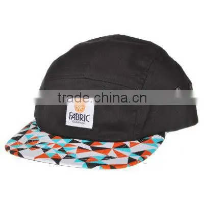 Black fashion flat brim custom Tribal Print 5 Panel Hat