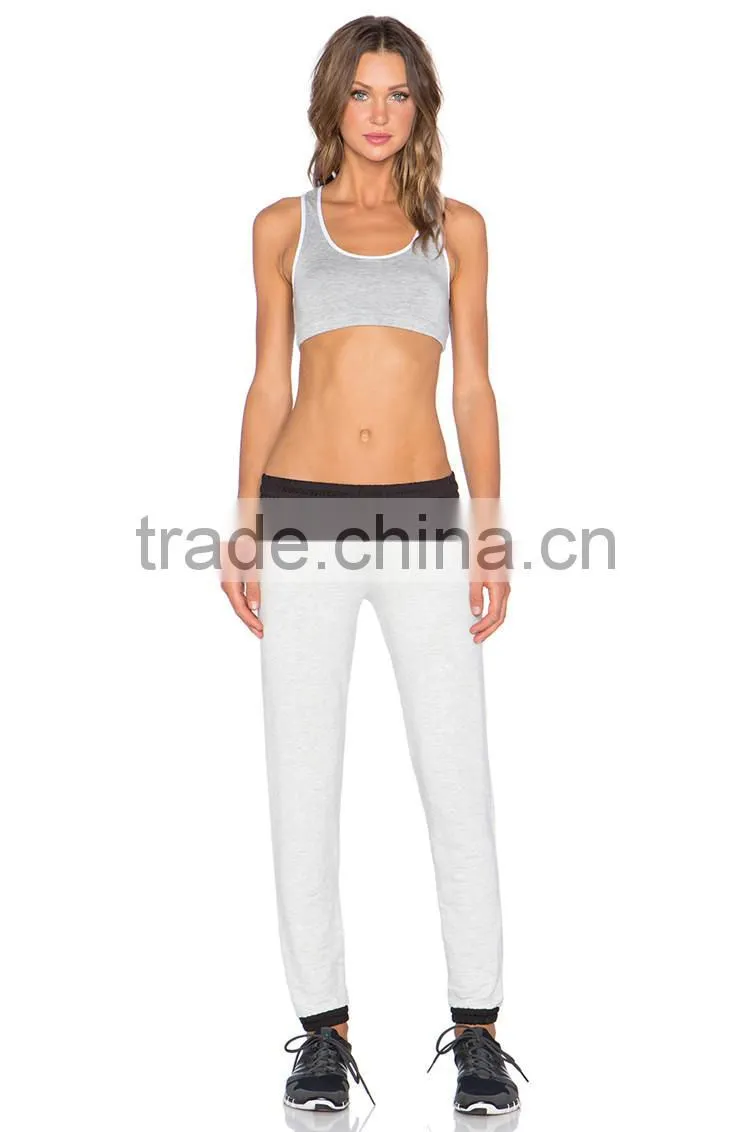 Plain white bodybuilding slim fit joggers formal trousers for women