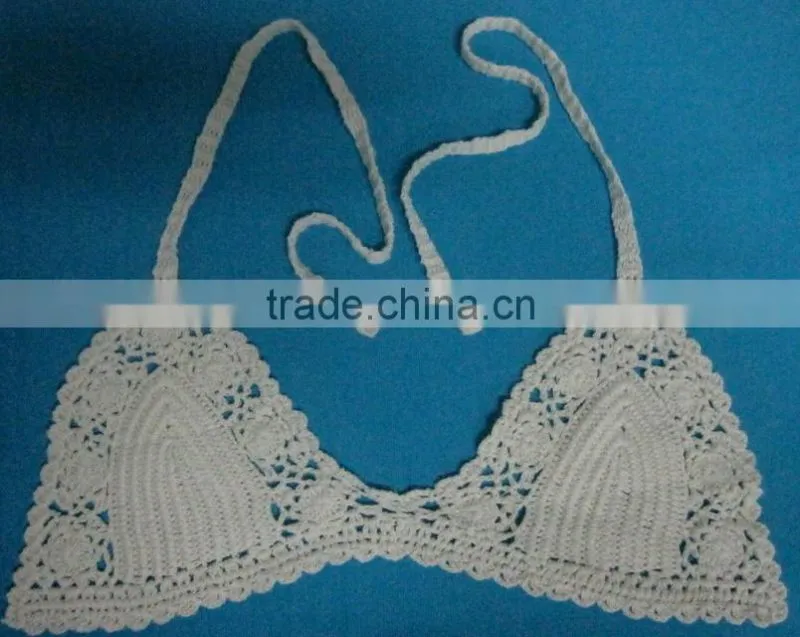 ladies' crochet cotton bikini top bra