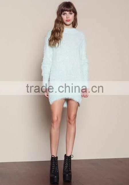 MGOO New Arrival Women Green Fuzzy Sweaters Fashion Fur Loose Long Sweaters For Ladies 2016