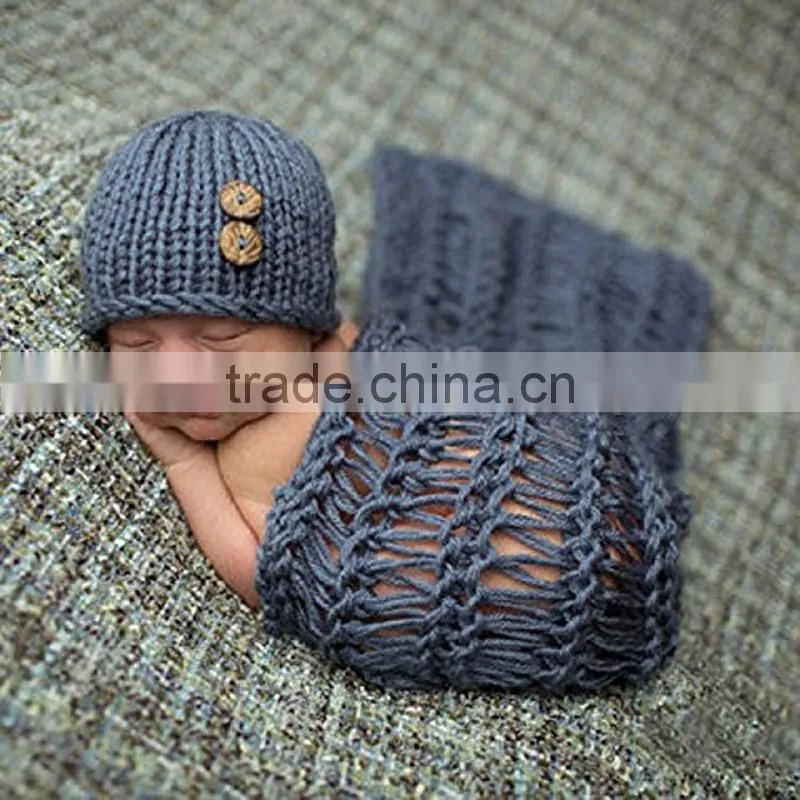 2pcs pants and hat set photo props hand crochet fashion deer animal knitting photography