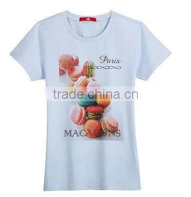 2016 wholesale comfy wear well printed round neck t-shirt for women
