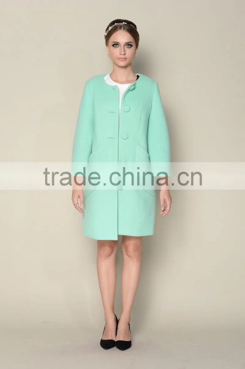 long style elegant plain red and green ladies fashion winter coat factory