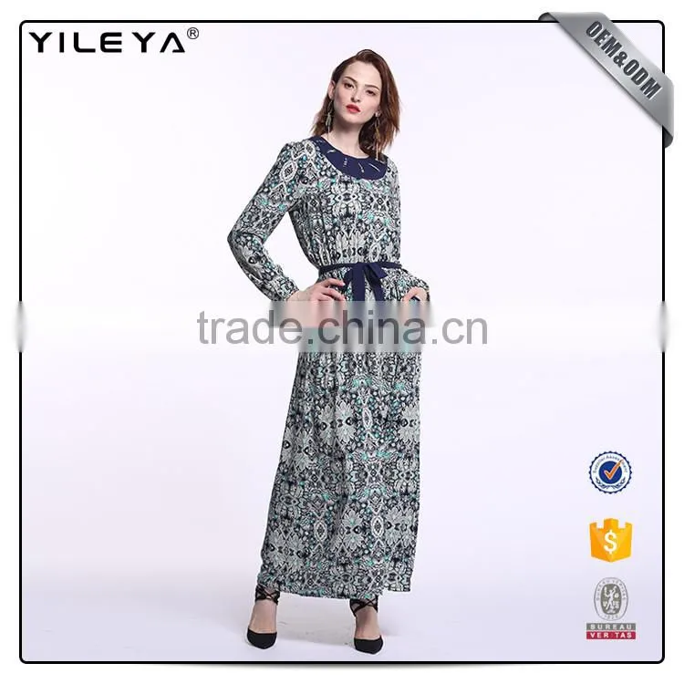 Brazilian style with pattern printing brazil casual dress,wholesale long sleeves maxi dresses