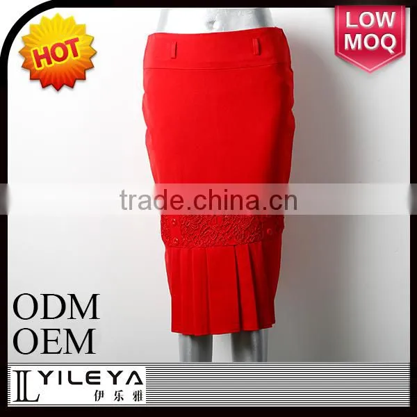 2015 Fashional new designed red color crochet knit skirt