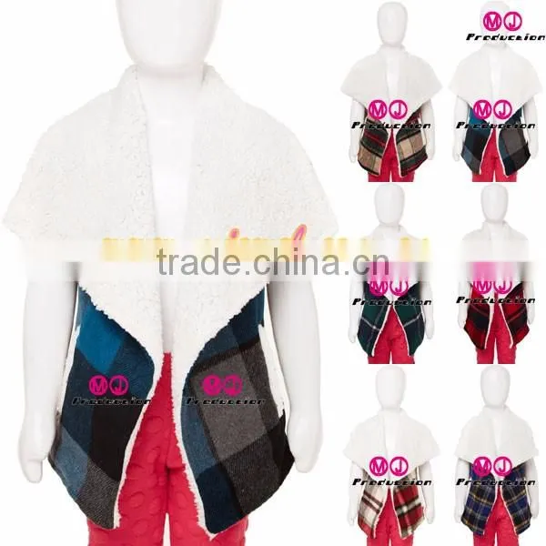 FACTORY wholesale plaid shearling down vest