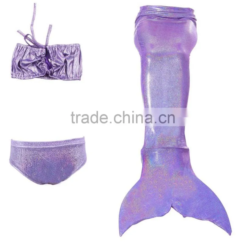 3pcs Girl Kids Mermaid Tail Swimmable Mermaid Swimsuit Girls Bikini Set Bathing Suit Swimwear 3-12 Years Old