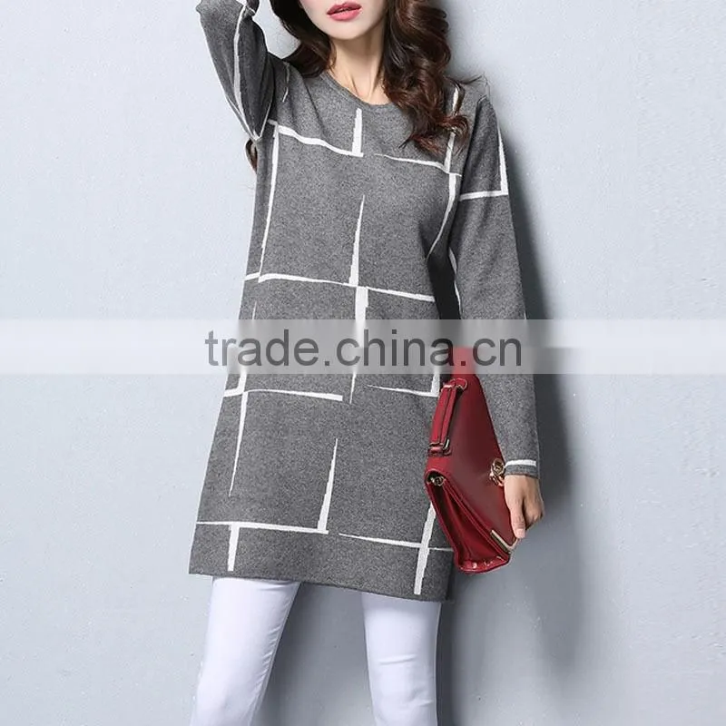 Custom Latest Long Sleeve Girls Knit Pullover Sweater Mini Dresses Wholesale Ladies Casual Dress Designs