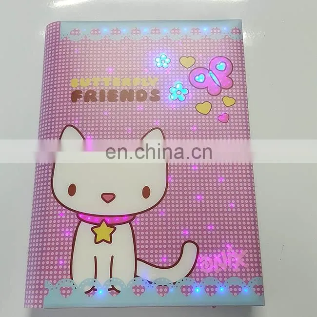 Fashion journal cute diary spiral printing led light customized logo notebook for kid