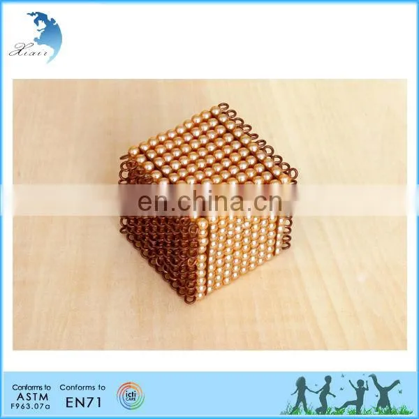 Preschool Wooden Educational Montessori Material EN71 Mathematic Toy Golden Bead Bank Game - Nylon Connected Beads