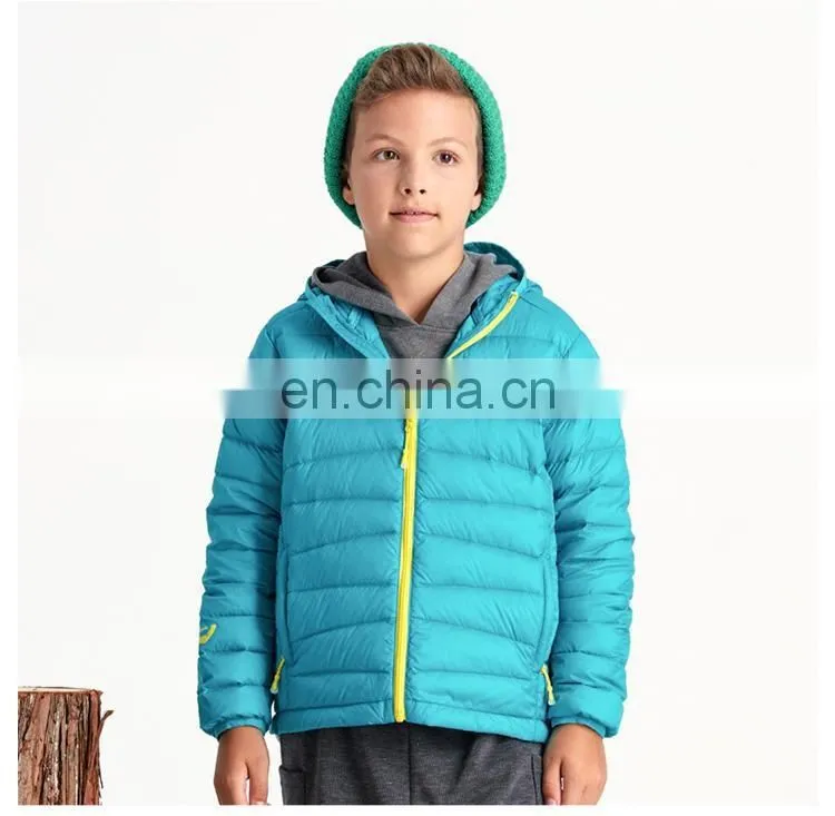 Winter comfortable 20D nylon ultralight kid down jacket with hood